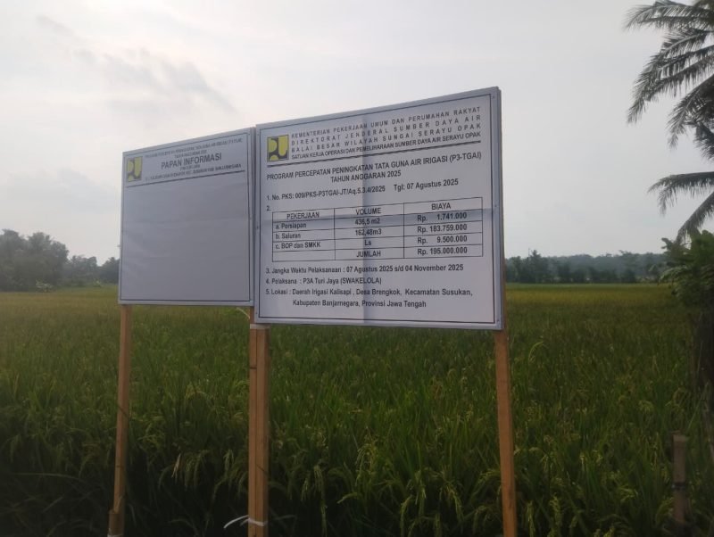 Photo : Nampak papan informasi Program P3TGAI di dukuh Cingkrang, Desa Brengkok, Kecamatan Susukan, Kabupaten Banjarnegara.