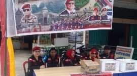 Anggota Pengurus DKD Garda Prabowo Provinsi Riau membuka Posko Penggalangan Bantuan Kemanusiaan Korban Bencana danbersiap siap menerima donasi dari kalangan masyarakat di Pekanbaru. {foto Ist/FF}