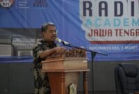 Fhoto: Kadiskominfo Banjarnegara Sagiyo,.S.Ip. menyampaikan apresiasi atas terselenggaranya Radio Academiy di Banjarnegara
