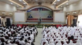 Ada 1059 calon jemaah haji di kumpulkan di Ballroom Surya Park untuk melaksanakan manasik haji.(Dok.Kominfo Bna)