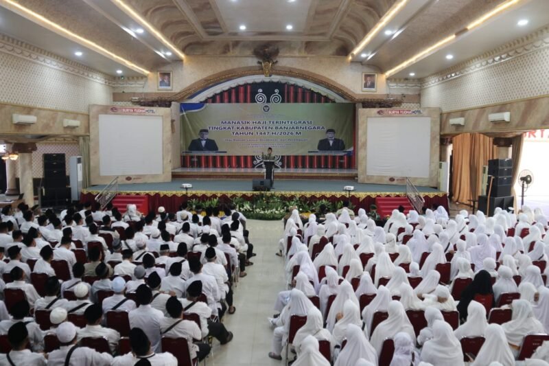 Ada 1059 calon jemaah haji di kumpulkan di Ballroom Surya Park untuk melaksanakan manasik haji.(Dok.Kominfo Bna)