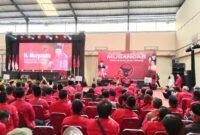 Suasana gelar DPC PDI P Banjarnegara acara pendidikan politik dan konsolidasi internal melalui Munascab di golden Ball Room hotel Surya Yudha Park.(Dok.Arief Ferdianto Berita Bersatu)