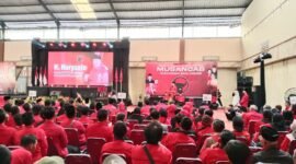 Suasana gelar DPC PDI P Banjarnegara acara pendidikan politik dan konsolidasi internal melalui Munascab di golden Ball Room hotel Surya Yudha Park.(Dok.Arief Ferdianto Berita Bersatu)
