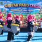 Para Bunda PAUD Perform membawakan hiburan atraksi tari dan kesenian, menabuh alat perkusi.(Dok.Kominfo Bna/BeritaFakta.id)
