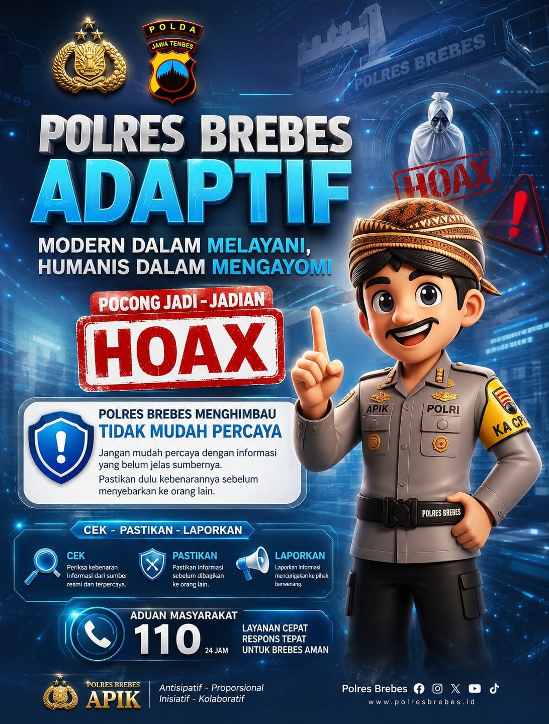 Polres Brebes Minta Warga Tetap Tenang, Isu Teror Pocong Hoaks Tetap Tingkatkan Kewaspadaan dan Ronda Malam