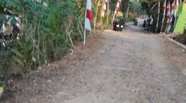 Kondisi Ruas jalan Dukuh Pakis aji yang rusak parah biarpun sudah di bantu dengan dana desa di aspal baru 300 meter tapi masih belum cukup, karena volume keseluruhan hampir 1750 meter di akses utama.(Dok.Berita Fakta.id)
